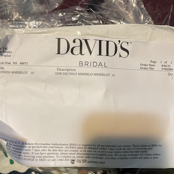 David’s Bridal SCUBA CREPE MERMAID DRESS WITH V-BACK new with tags in Merlot - Picture 5 of 6